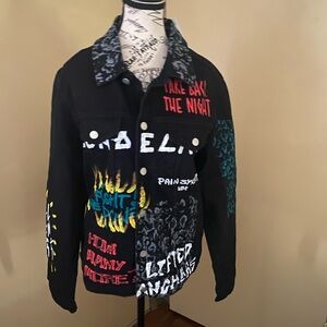 Lifted Anchors Graphic Black Denim Jacket